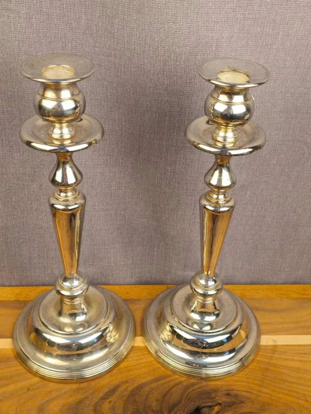 Vintage Silver-Plated Candle Holders Set Of 2 With Classic Design - 11 Inches Ta